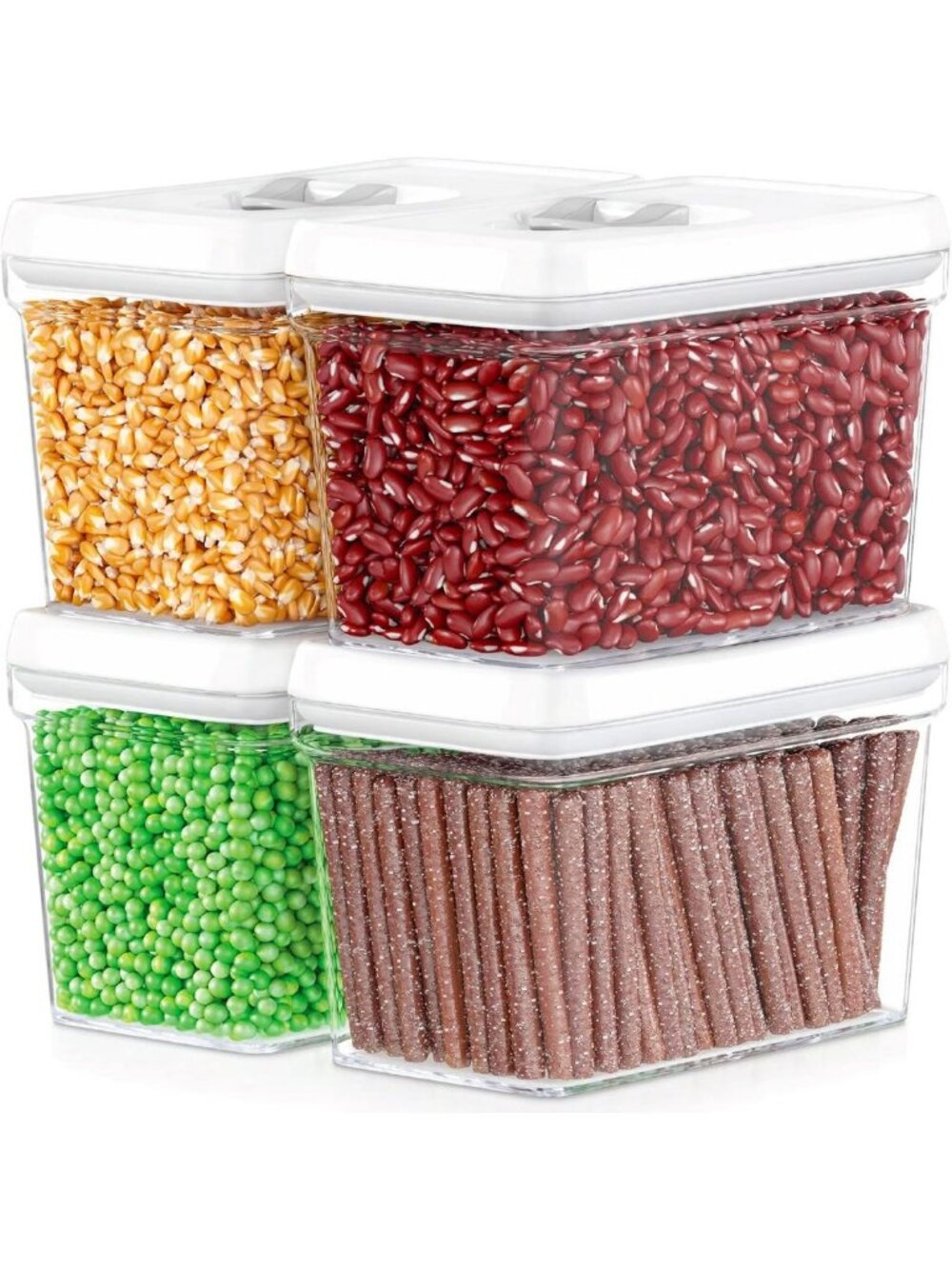 Airtight Food Storage Containers - 4 Pack Clear Plastic Kitchen Canisters